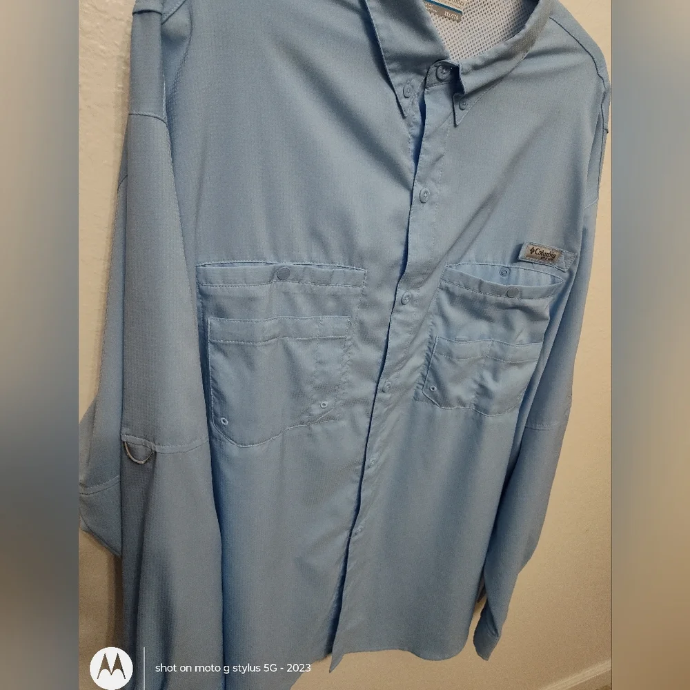 COLUMBIA Men's Tamiami Long Sleeve XXL Blue Fishing Shirt - Picture 6 of 9